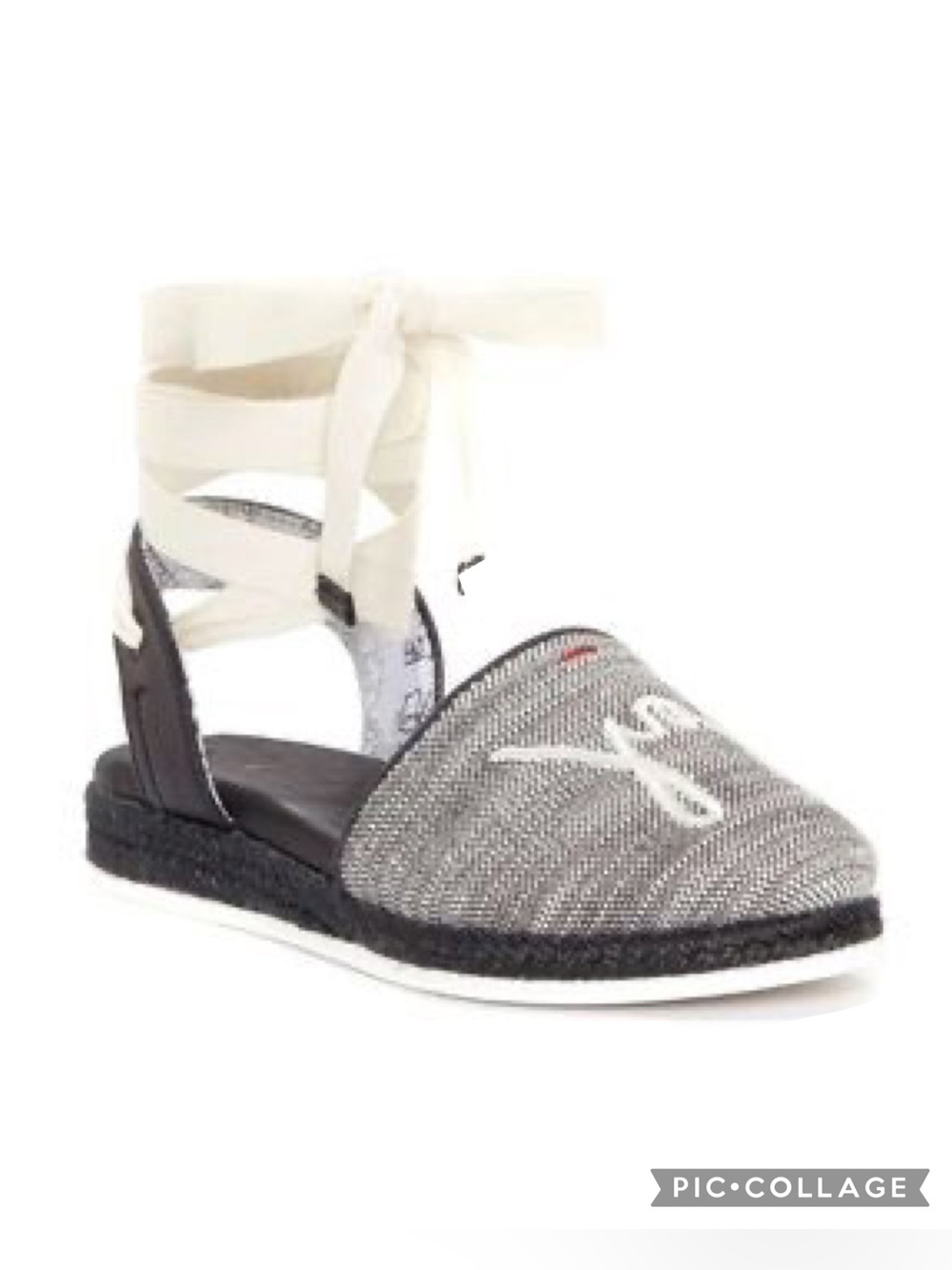 ED by Ellen DeGeneres Lourana‎ Ankle Wrap Black and White Espadrilles Size 7M